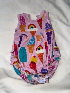 Little Sleepies Pink Ice Cream & Popsicle Bubble Romper 0/3 months